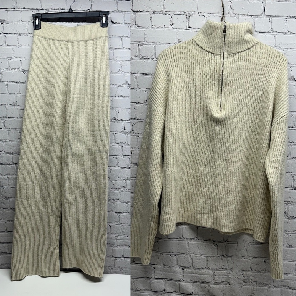 White Fox Cream Knit Sweater and pants set size s/m